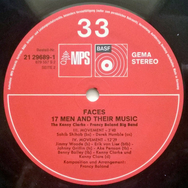 Clarke-Boland Big Band : Faces (17 Men And Their Music) (LP, Album, RE, RP)