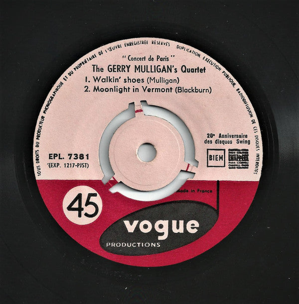 Gerry Mulligan Quartet : Concert De Paris (7", EP, RE, 3-p)