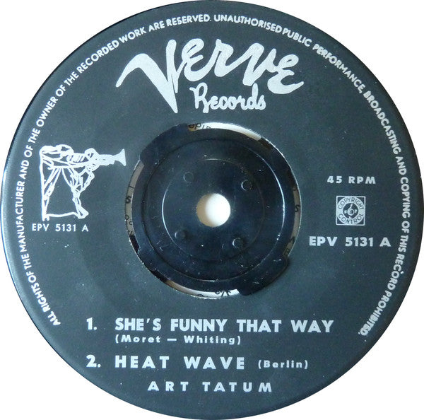 Art Tatum : The Greatest Piano Of Them All (7", EP)