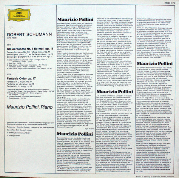Robert Schumann - Maurizio Pollini : Fantasie C-Dur Op.17 - Sonate Fis-Moll Op.11 (LP)