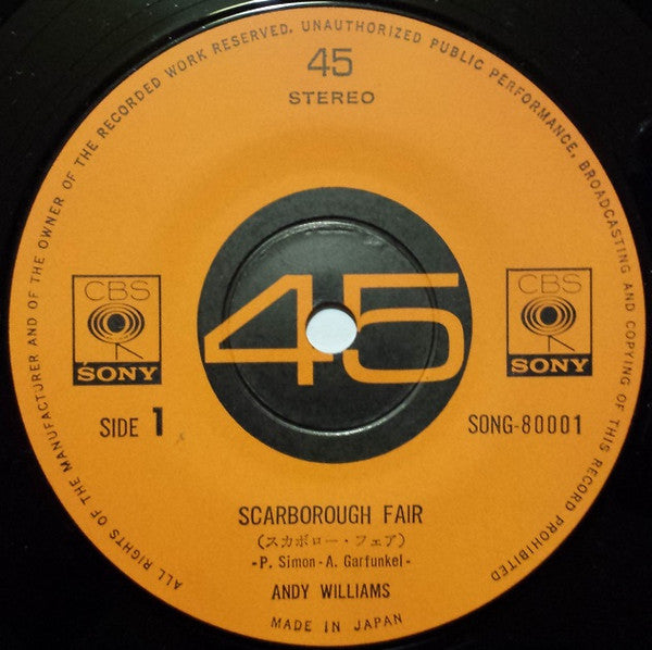 Andy Williams : Scarborough Fair / Love Is Blue (7", Single)