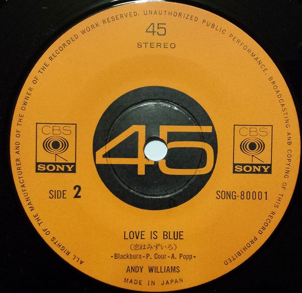 Andy Williams : Scarborough Fair / Love Is Blue (7", Single)