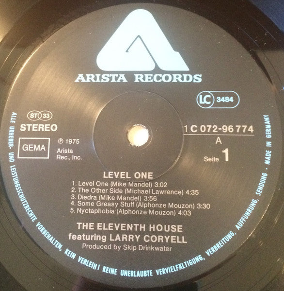 The Eleventh House Featuring Larry Coryell : Level One (LP, Album, RE)