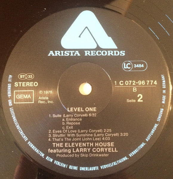 The Eleventh House Featuring Larry Coryell : Level One (LP, Album, RE)