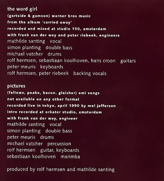 The Mathilde Santing Ensemble : The Word Girl (CD, Single)