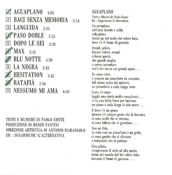 Paolo Conte : Aguaplano (CD, Album)
