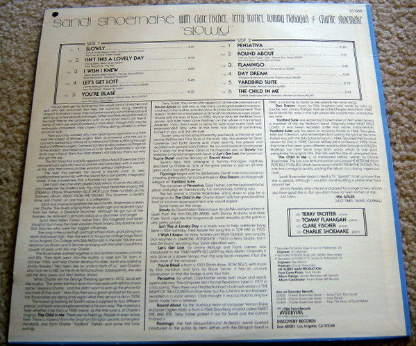 Sandi Shoemake, Charlie Shoemake, Clare Fischer, Terry Trotter, Tommy Flanagan : Slowly (LP, Album)