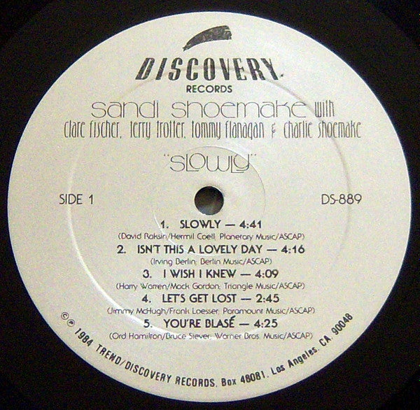 Sandi Shoemake, Charlie Shoemake, Clare Fischer, Terry Trotter, Tommy Flanagan : Slowly (LP, Album)