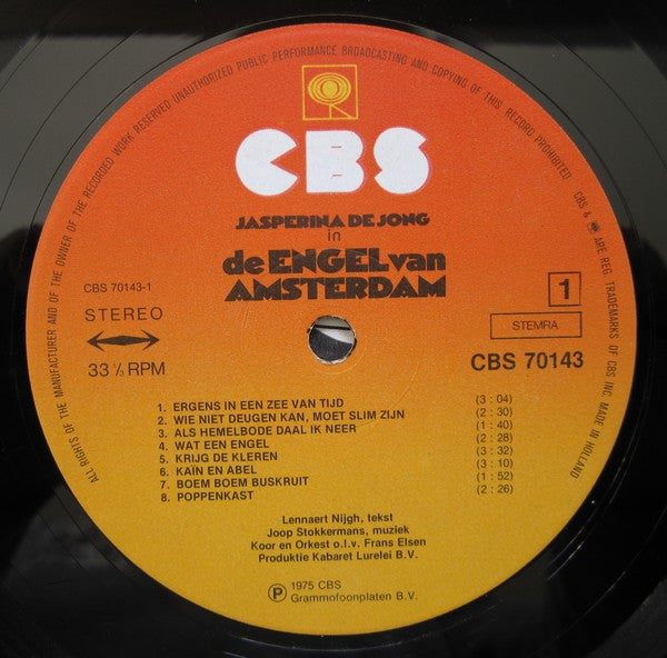 Jasperina De Jong : De Engel Van Amsterdam (LP, Album, Gat)