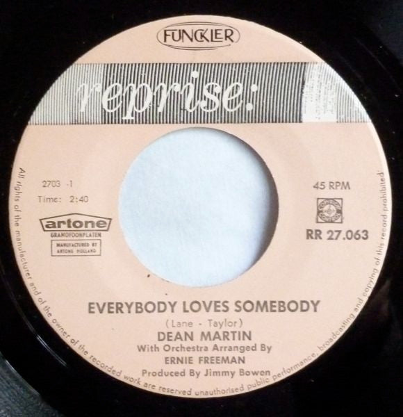Dean Martin : Everybody Loves Somebody / A Little Voice (7", Single)