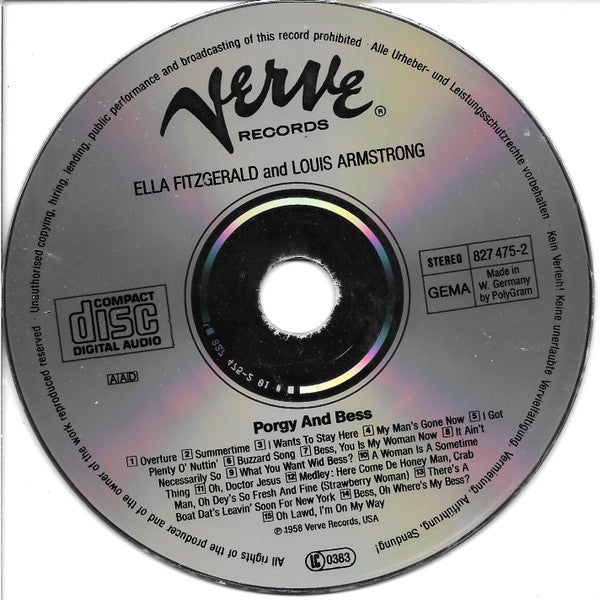 Ella Fitzgerald & Louis Armstrong : Porgy & Bess (CD, RM)