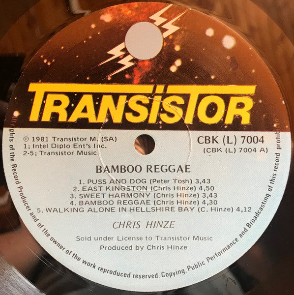 Chris Hinze With Special Guest Stars Peter Tosh, Robbie Shakespeare, Sly Dunbar : Bamboo Reggae (LP, Album)