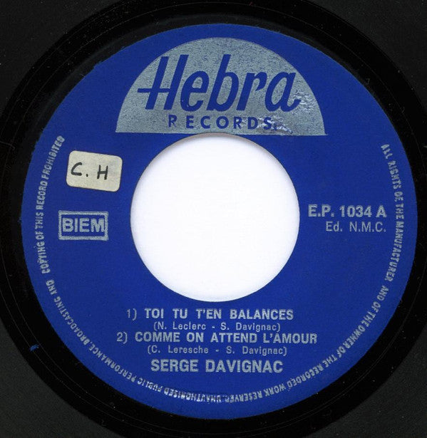 Serge Davignac : Toi Tu T'en Balances (7", EP)