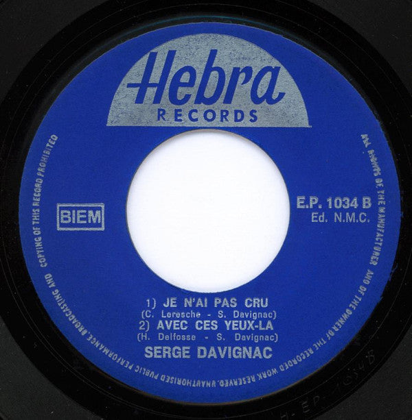 Serge Davignac : Toi Tu T'en Balances (7", EP)