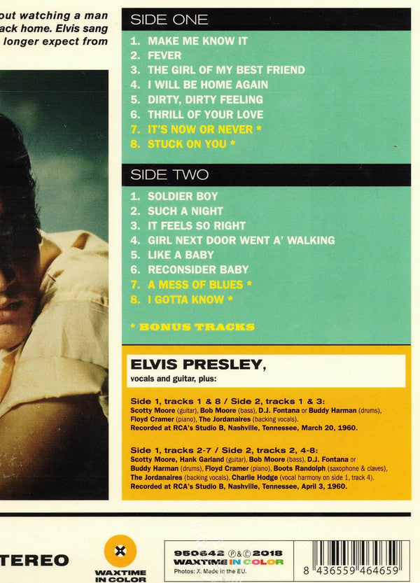 Elvis Presley : Elvis Is Back (LP, Album, Ltd, RE, Ora)