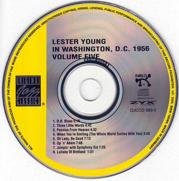 Lester Young : In Washington, D.C. 1956, Vol. 5 (CD, Album, Mono)
