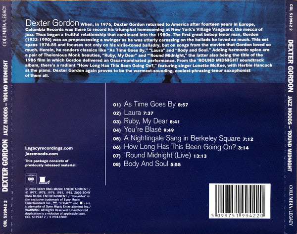 Dexter Gordon : Jazz Moods - 'Round Midnight (CD, Comp)