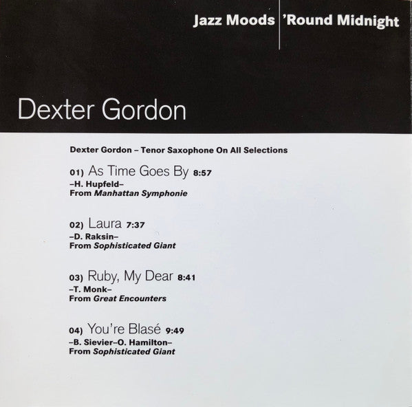 Dexter Gordon : Jazz Moods - 'Round Midnight (CD, Comp)