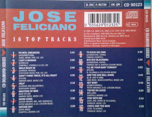 José Feliciano : 16 Top Tracks (CD, Comp, RM)