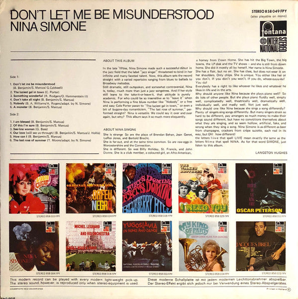 Nina Simone : Don't Let Me Be Misunderstood (LP, Album, RE)