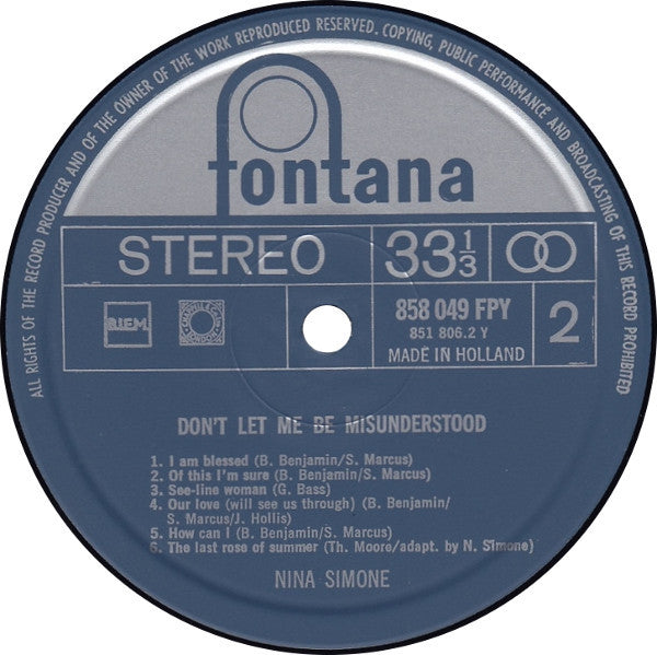 Nina Simone : Don't Let Me Be Misunderstood (LP, Album, RE)