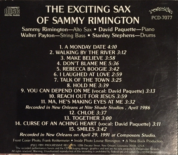 Sammy Rimington : The Exciting Sax Of Sammy Rimington (CD, Album)
