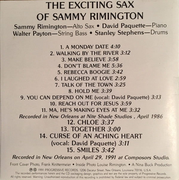 Sammy Rimington : The Exciting Sax Of Sammy Rimington (CD, Album)