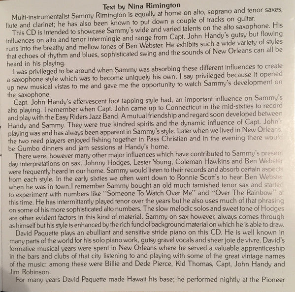 Sammy Rimington : The Exciting Sax Of Sammy Rimington (CD, Album)