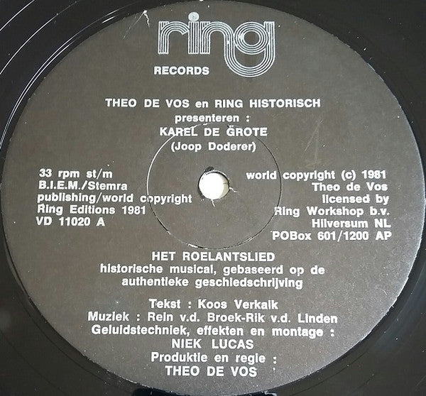 Rein van den Broek, Rik van de Linden, Koos Verkaik : Karel de Grote, Het Roelantslied (LP, Album, Gat)