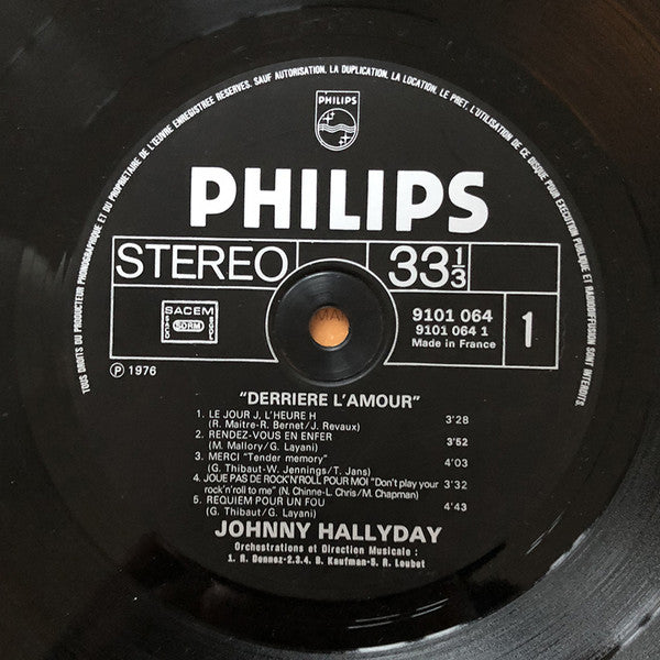 Johnny Hallyday : Derrière L'amour (LP, Album)
