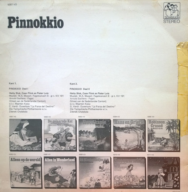 Hetty Blok, Coen Flink, Pieter Lutz : Pinnokkio (LP, Album)