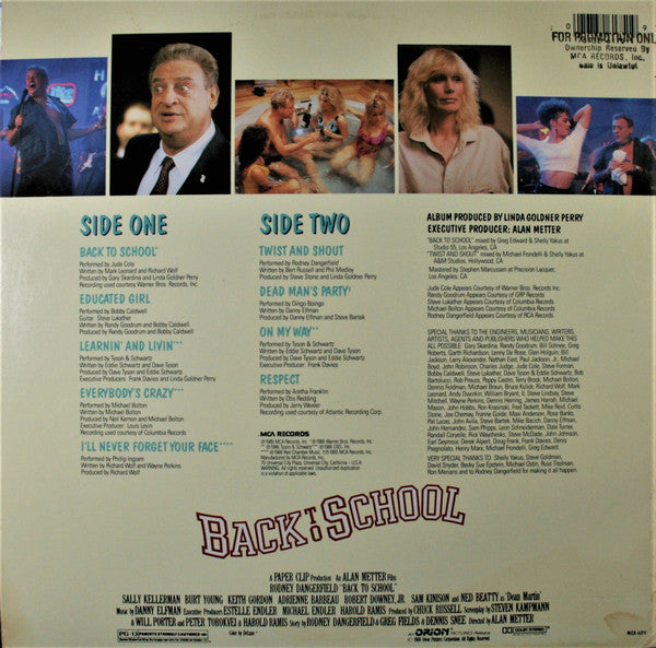 Various : Back To School (Music From The Motion Picture Soundtrack) (LP, Album, Pin)