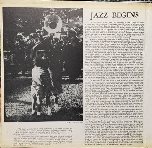 The Young Tuxedo Brass Band : Jazz Begins: Sounds Of New Orleans Streets: Funeral And Parade Music (LP, Album, RE, Gat)
