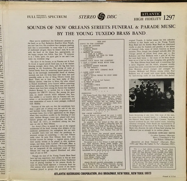 The Young Tuxedo Brass Band : Jazz Begins: Sounds Of New Orleans Streets: Funeral And Parade Music (LP, Album, RE, Gat)