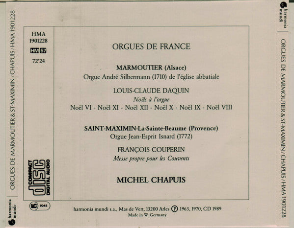Michel Chapuis : Orgues Historiques / France / Marmoutier - St Maximin (CD, Album)