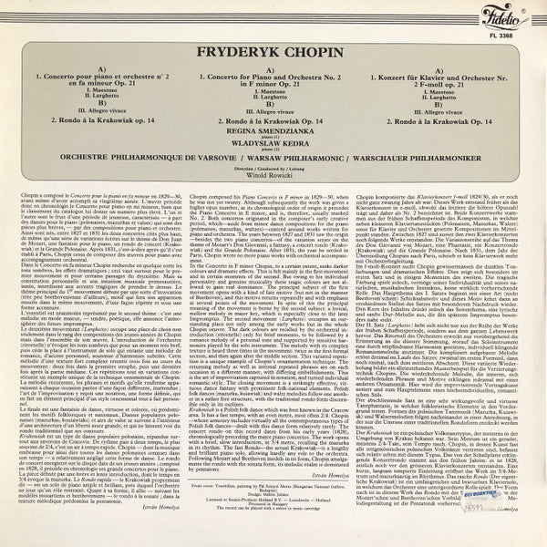 Frédéric Chopin : Piano Concerto No.2 In F Minor - Rondo À La Krakowiak (LP)