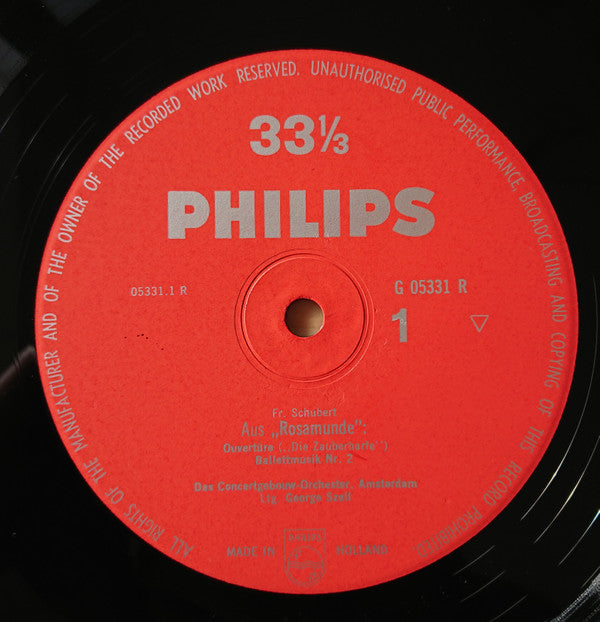 Franz Schubert, George Szell, Concertgebouworkest : Rosamunde (10", Album, Mono, RE)