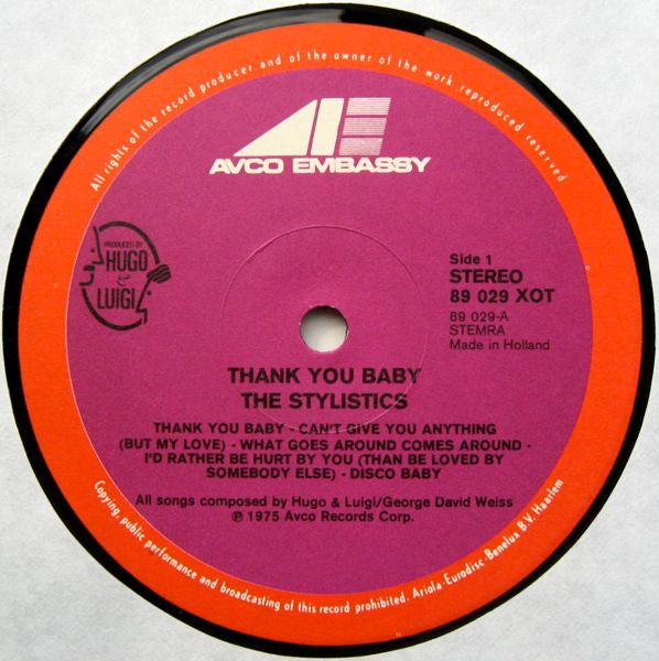 The Stylistics : Thank You Baby (LP, Album)