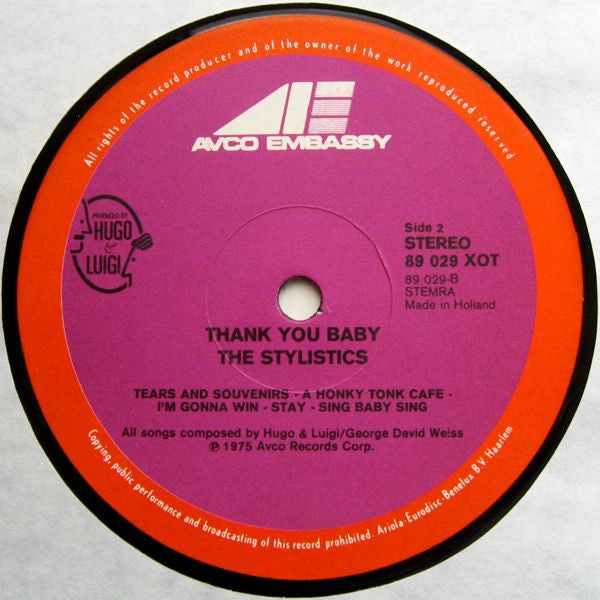 The Stylistics : Thank You Baby (LP, Album)