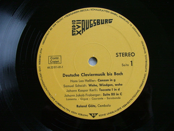 Roland Götz (2) : Deutsche Cembalomusik Bis Bach (LP)