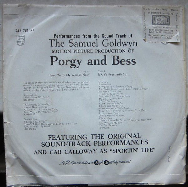 George Gershwin, DuBose Heyward, Ira Gershwin : An Original Sound Track Recording - The Samuel Goldwyn Motion Picture Production Of Porgy And Bess (7", Single)