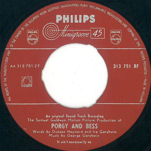 George Gershwin, DuBose Heyward, Ira Gershwin : An Original Sound Track Recording - The Samuel Goldwyn Motion Picture Production Of Porgy And Bess (7", Single)