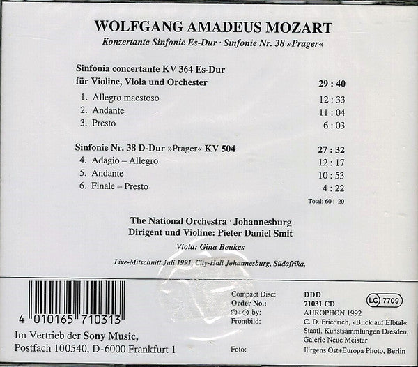 Wolfgang Amadeus Mozart - Regina Beukes, The National Orchestra Johannesburg, Pieter Daniel Smit : Konzertante Sinfonie Es-Dur - Sinfonie Nr. 38 »Prager« (CD, Album)