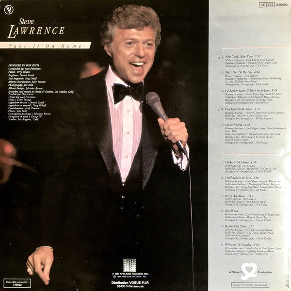 Steve Lawrence (2) : Take It On Home (LP, Album)