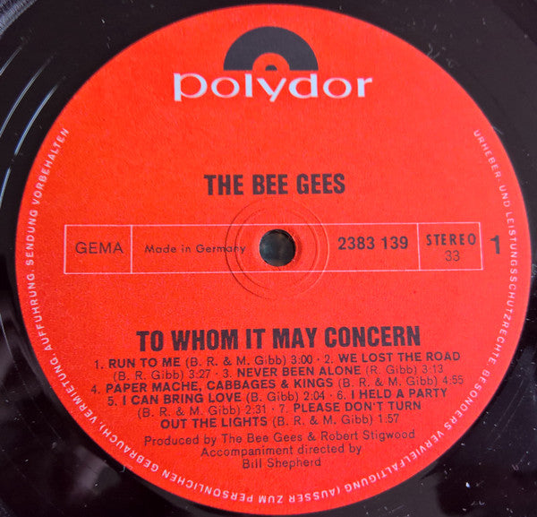 Bee Gees : To Whom It May Concern (LP, Album)
