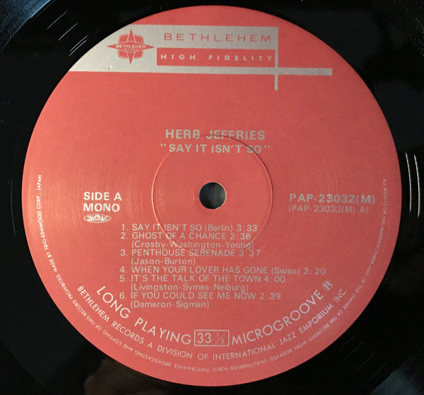 Herb Jeffries : Say It Isn't So (LP, Album, Mono, RE)