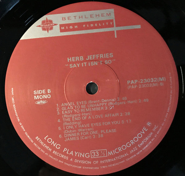 Herb Jeffries : Say It Isn't So (LP, Album, Mono, RE)