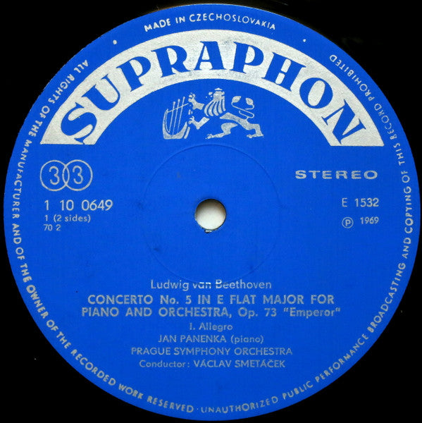 Ludwig van Beethoven, Jan Panenka, The Prague Symphony Orchestra, Václav Smetáček : Piano Concerto »Emperor« (LP, RP, Blu)