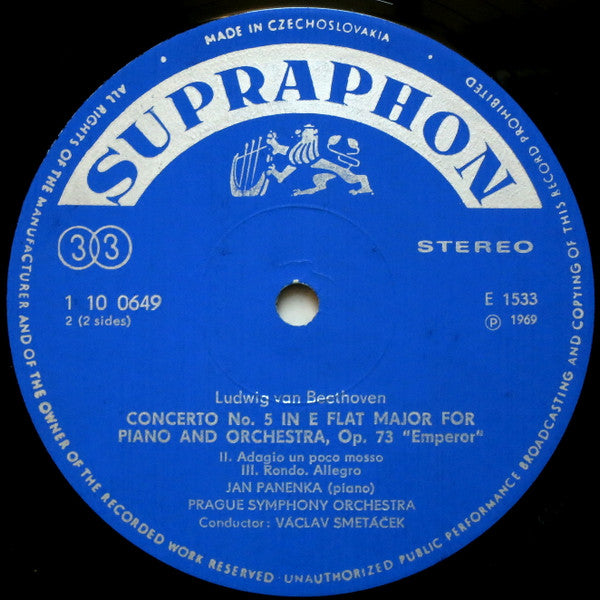 Ludwig van Beethoven, Jan Panenka, The Prague Symphony Orchestra, Václav Smetáček : Piano Concerto »Emperor« (LP, RP, Blu)