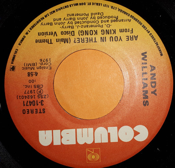 Andy Williams : Are You In There? (Main Theme From "King Kong") (7", Single)